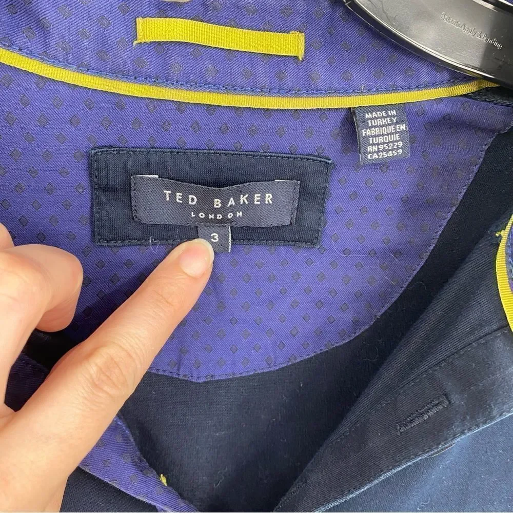 Ted Baker London Men’s Short Sleeve Navy Blue Polo Shirt size 3 Medium - Picture 2 of 4